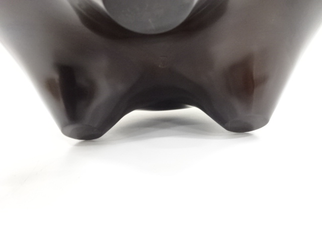  風炉師　般若勘渓　釜師　菊池政光造　唐銅　鬼面風炉(底瓦付)